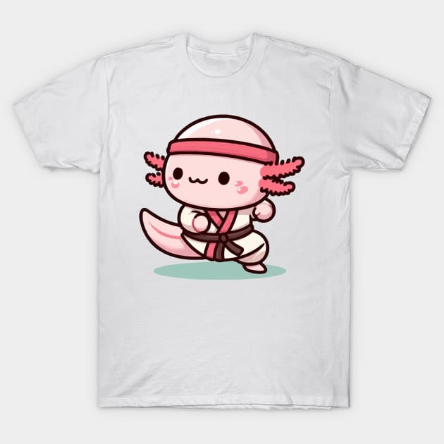 cute baby martial art axolotl T-Shirt by fikriamrullah